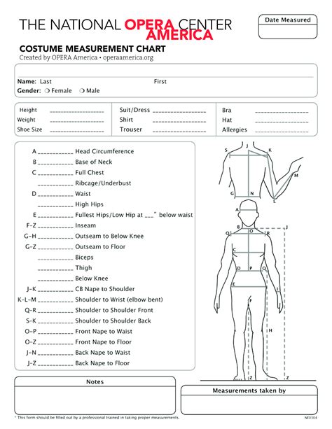 Printable Costume Measurement Sheet